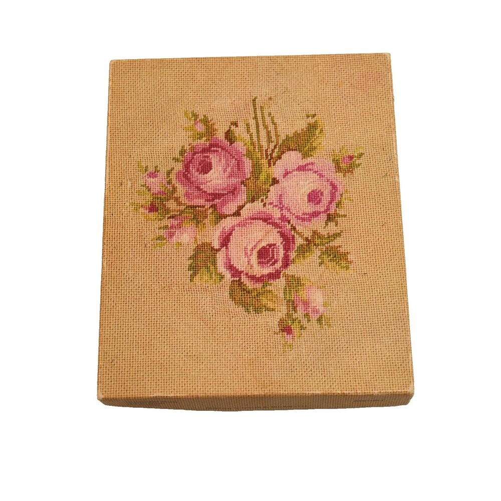 Vintage Hallmark Rose Stationery Set  Needlepoint Design GrannyCore
